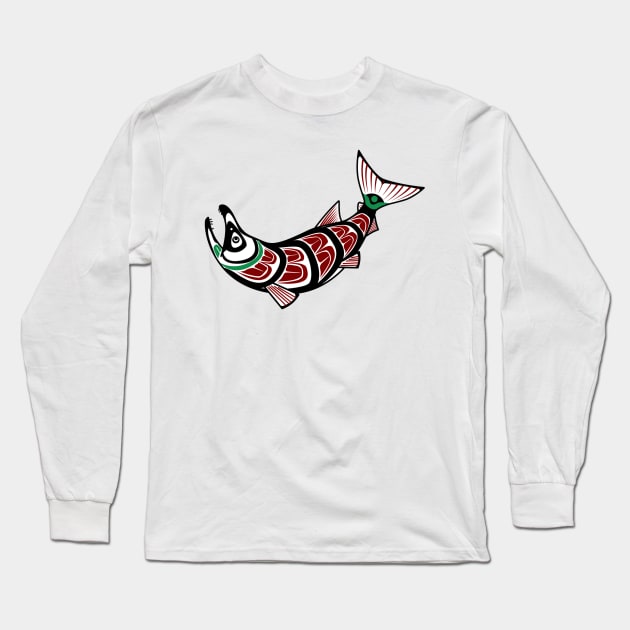 Haida Salmon Long Sleeve T-Shirt by gabitolgyesi